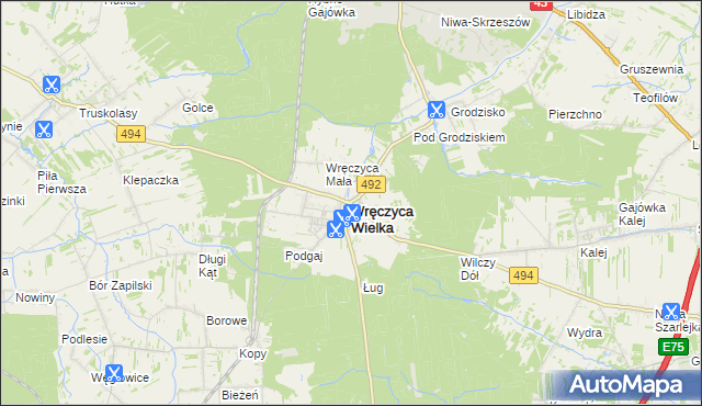 mapa Wręczyca Wielka, Wręczyca Wielka na mapie Targeo