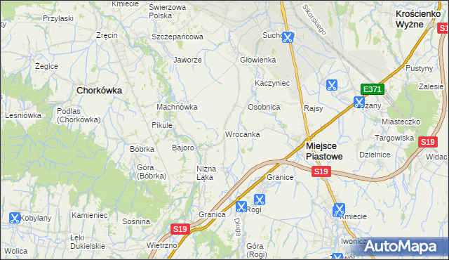mapa Wrocanka gmina Miejsce Piastowe, Wrocanka gmina Miejsce Piastowe na mapie Targeo