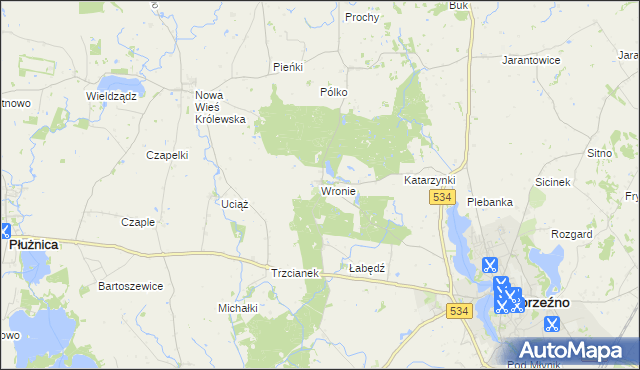 mapa Wronie, Wronie na mapie Targeo