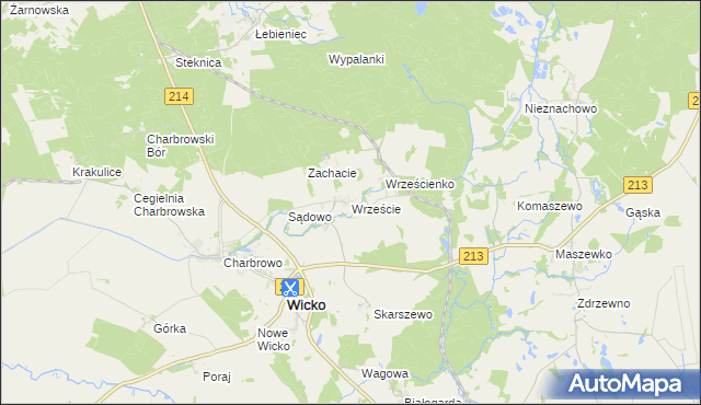 mapa Wrzeście gmina Wicko, Wrzeście gmina Wicko na mapie Targeo