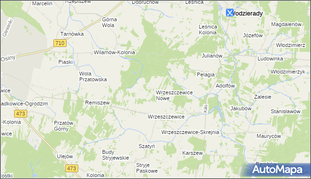 mapa Wrzeszczewice Nowe, Wrzeszczewice Nowe na mapie Targeo