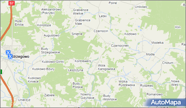 mapa Wygoda gmina Strzegowo, Wygoda gmina Strzegowo na mapie Targeo