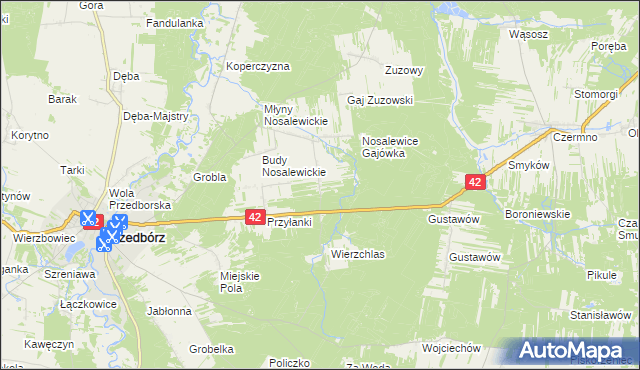 mapa Wygwizdów gmina Przedbórz, Wygwizdów gmina Przedbórz na mapie Targeo