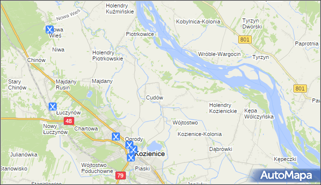 mapa Wymysłów gmina Kozienice, Wymysłów gmina Kozienice na mapie Targeo
