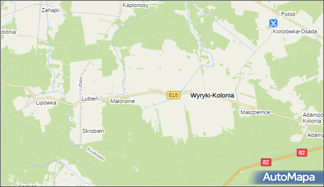 mapa Wyryki-Wola, Wyryki-Wola na mapie Targeo