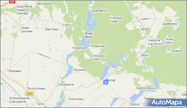 mapa Wysocki Młyn, Wysocki Młyn na mapie Targeo