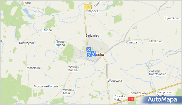 mapa Wysoka powiat pilski, Wysoka powiat pilski na mapie Targeo