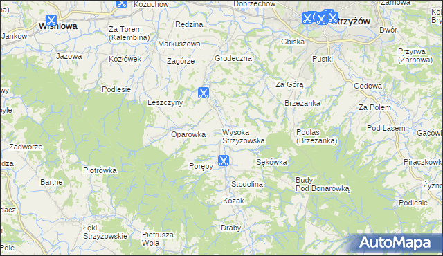 mapa Wysoka Strzyżowska, Wysoka Strzyżowska na mapie Targeo