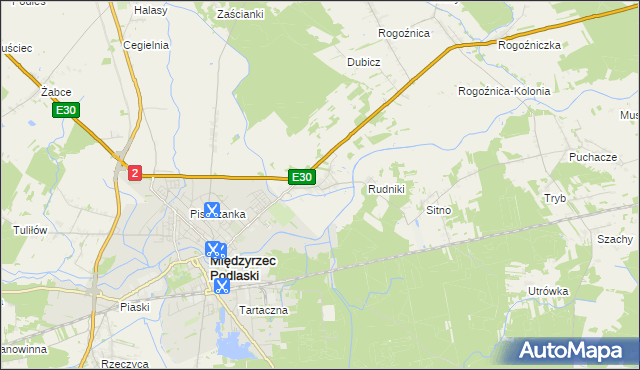 mapa Wysokie gmina Międzyrzec Podlaski, Wysokie gmina Międzyrzec Podlaski na mapie Targeo