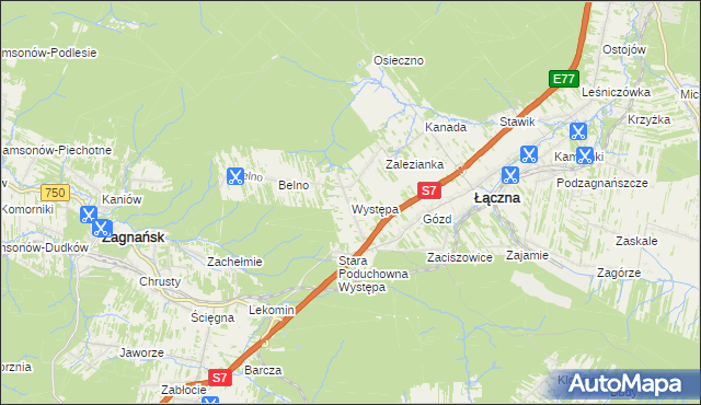 mapa Występa, Występa na mapie Targeo