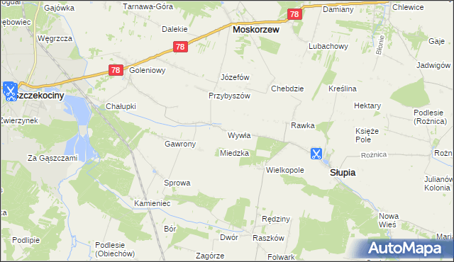 mapa Wywła, Wywła na mapie Targeo