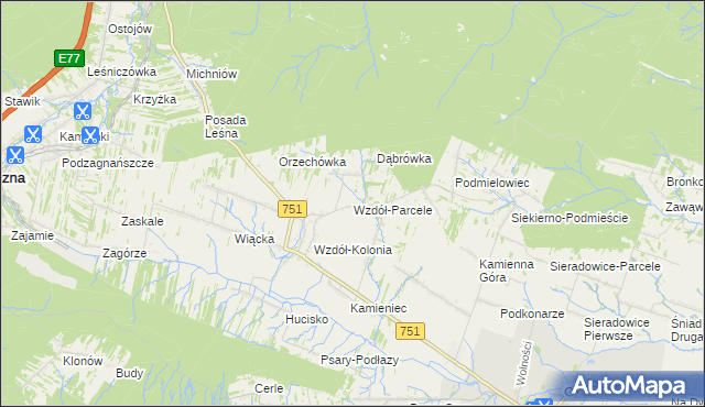 mapa Wzdół-Parcele, Wzdół-Parcele na mapie Targeo