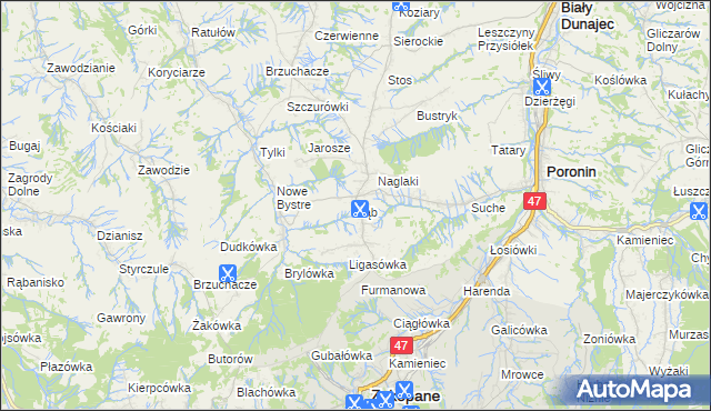 mapa Ząb, Ząb na mapie Targeo