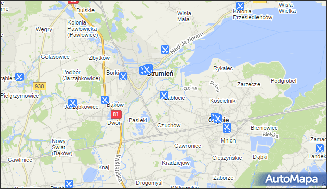 mapa Zabłocie gmina Strumień, Zabłocie gmina Strumień na mapie Targeo