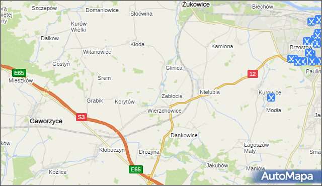 mapa Zabłocie gmina Żukowice, Zabłocie gmina Żukowice na mapie Targeo