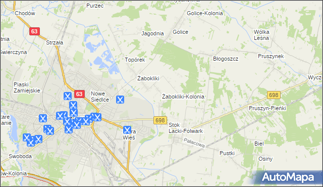 mapa Żabokliki-Kolonia, Żabokliki-Kolonia na mapie Targeo