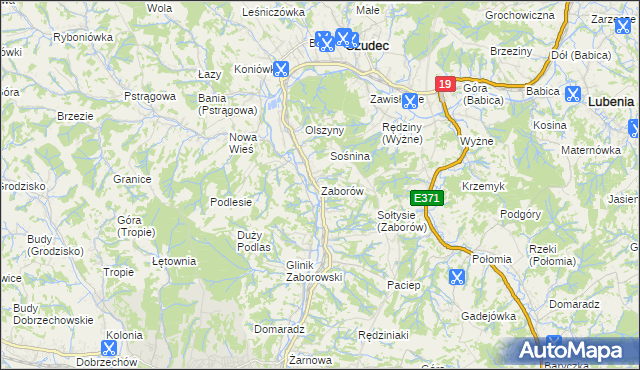 mapa Zaborów gmina Czudec, Zaborów gmina Czudec na mapie Targeo