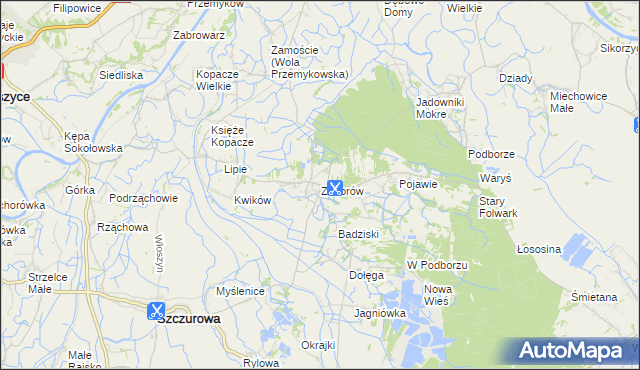 mapa Zaborów gmina Szczurowa, Zaborów gmina Szczurowa na mapie Targeo