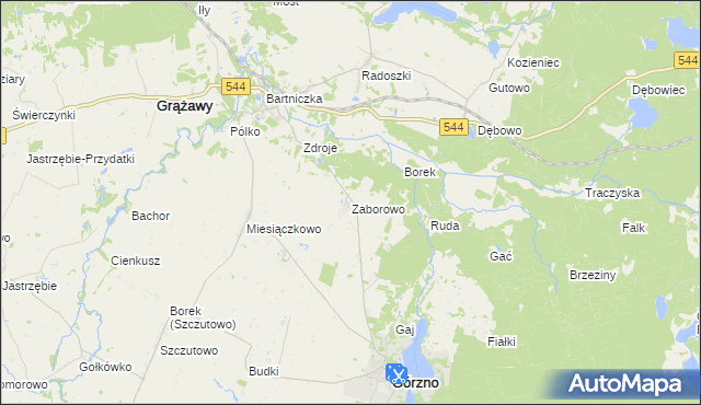 mapa Zaborowo gmina Górzno, Zaborowo gmina Górzno na mapie Targeo