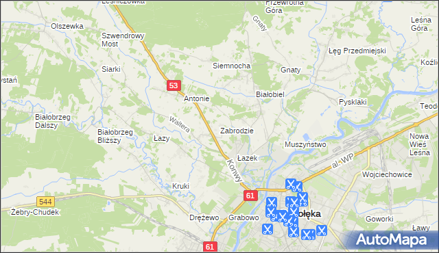 mapa Zabrodzie gmina Olszewo-Borki, Zabrodzie gmina Olszewo-Borki na mapie Targeo