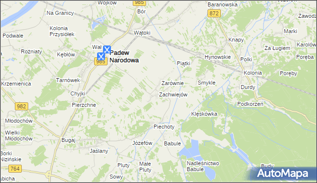 mapa Zachwiejów, Zachwiejów na mapie Targeo