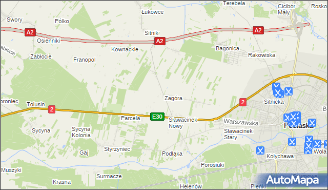 mapa Zagóra gmina Biała Podlaska, Zagóra gmina Biała Podlaska na mapie Targeo