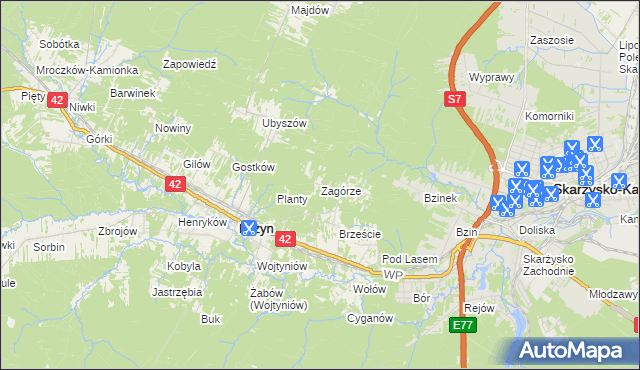 mapa Zagórze gmina Bliżyn, Zagórze gmina Bliżyn na mapie Targeo