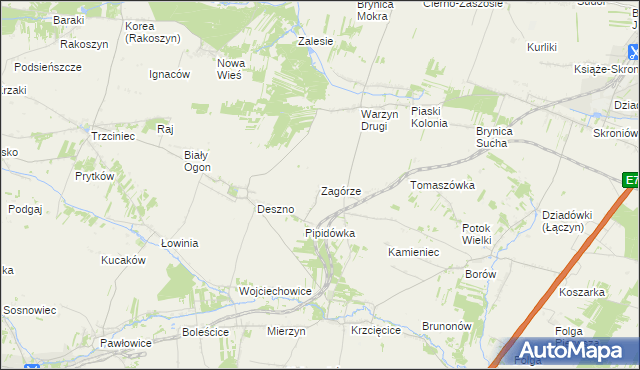 mapa Zagórze gmina Nagłowice, Zagórze gmina Nagłowice na mapie Targeo