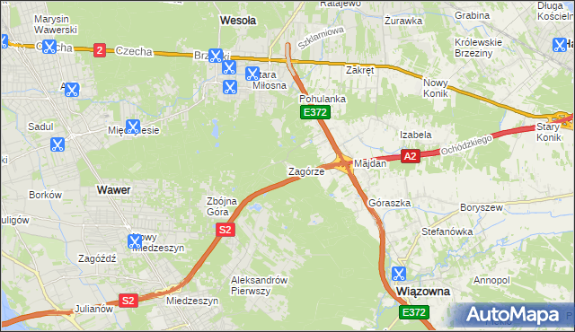 mapa Zagórze gmina Wiązowna, Zagórze gmina Wiązowna na mapie Targeo