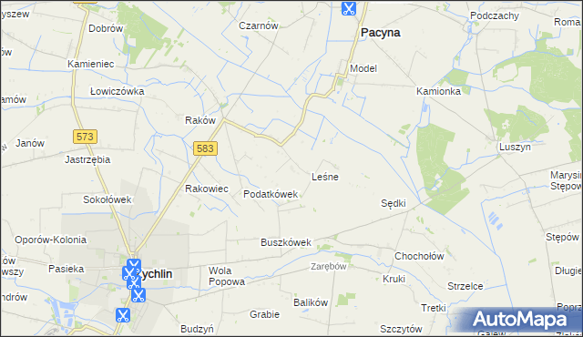 mapa Zagroby gmina Żychlin, Zagroby gmina Żychlin na mapie Targeo