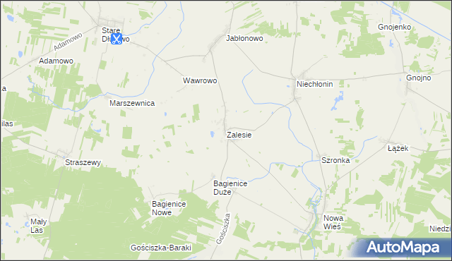 mapa Zalesie gmina Płośnica, Zalesie gmina Płośnica na mapie Targeo