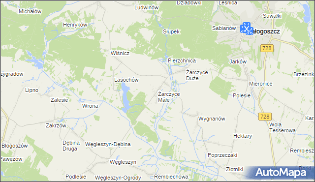 mapa Żarczyce Małe, Żarczyce Małe na mapie Targeo