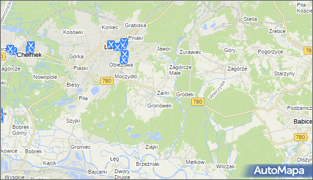 mapa Żarki gmina Libiąż, Żarki gmina Libiąż na mapie Targeo