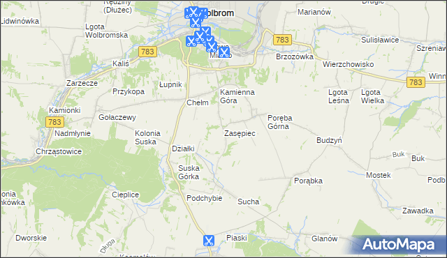 mapa Zasępiec, Zasępiec na mapie Targeo