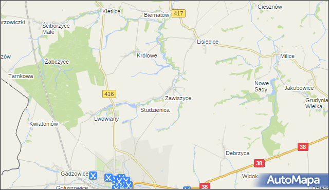 mapa Zawiszyce, Zawiszyce na mapie Targeo