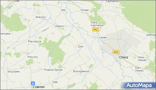 mapa Żbiki gmina Czermin, Żbiki gmina Czermin na mapie Targeo