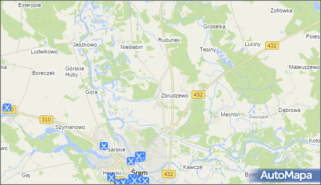 mapa Zbrudzewo, Zbrudzewo na mapie Targeo