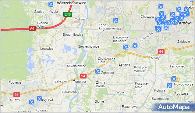 mapa Zbylitowska Góra, Zbylitowska Góra na mapie Targeo