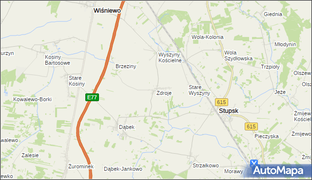 mapa Zdroje gmina Stupsk, Zdroje gmina Stupsk na mapie Targeo