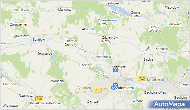 mapa Zdziechów gmina Lutomiersk, Zdziechów gmina Lutomiersk na mapie Targeo