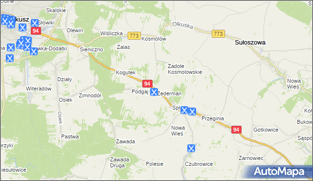 mapa Zederman, Zederman na mapie Targeo