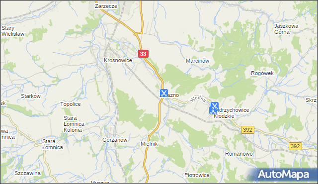 mapa Żelazno gmina Kłodzko, Żelazno gmina Kłodzko na mapie Targeo