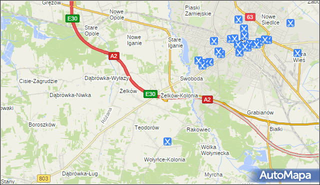 mapa Żelków-Kolonia, Żelków-Kolonia na mapie Targeo