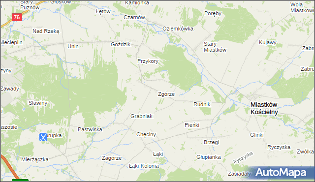 mapa Zgórze gmina Miastków Kościelny, Zgórze gmina Miastków Kościelny na mapie Targeo