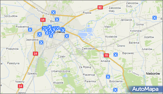 mapa Zielkowice, Zielkowice na mapie Targeo