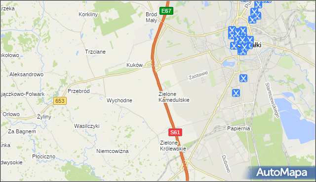 mapa Zielone Kamedulskie, Zielone Kamedulskie na mapie Targeo