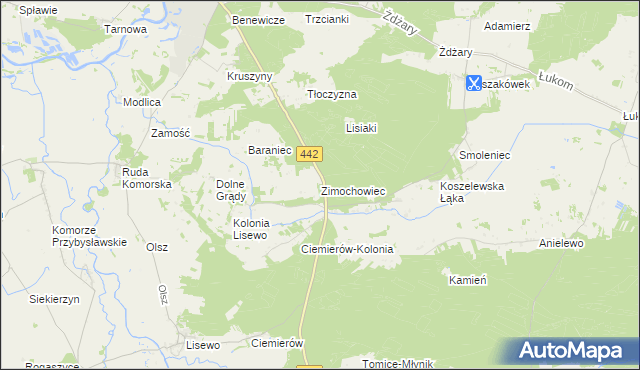 mapa Zimochowiec, Zimochowiec na mapie Targeo