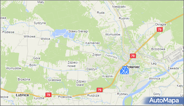 mapa Zrębin, Zrębin na mapie Targeo