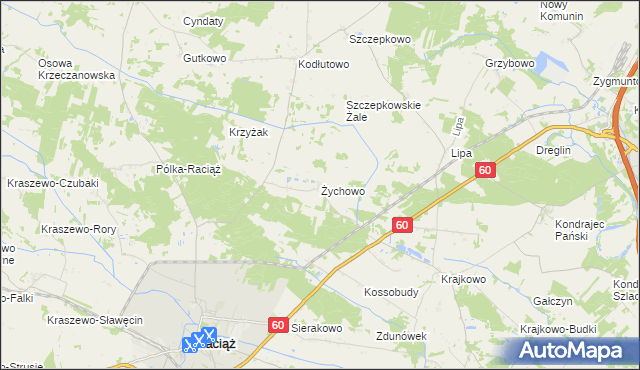 mapa Żychowo, Żychowo na mapie Targeo