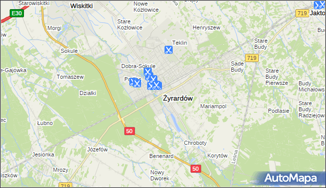 mapa Żyrardów, Żyrardów na mapie Targeo